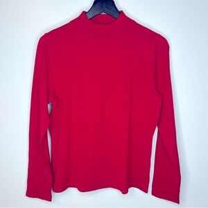 Pendleton Red Silk Blend‎ Long Sleeve Mock Turtleneck Shirt Size Medium